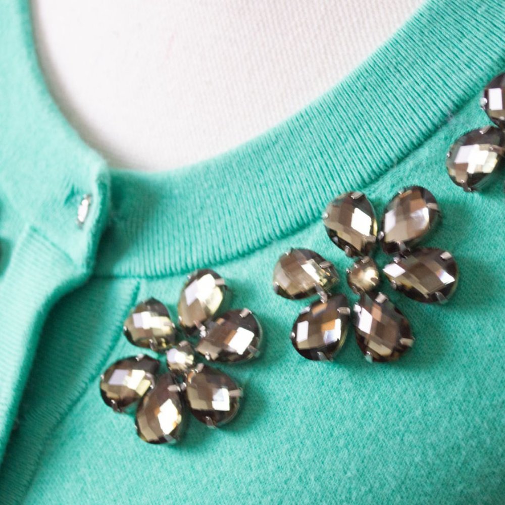 Kate Spade Teal Leni Embellished Cardigan Sweater XS - Picture 3 of 9